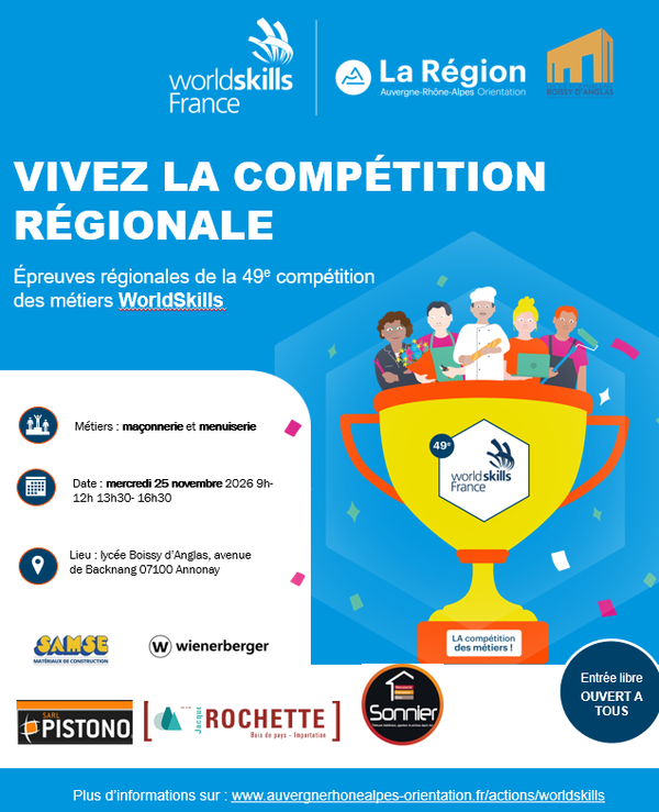 Sélections régionales des Worldskills d'Auvergne Rhône Alpes au Lycée Boissy d'Anglas