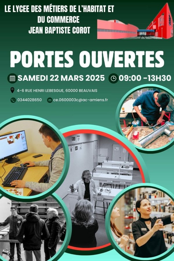 Portes ouvertes 2025 du lycée Jean-Baptiste Corot sont programmées le samedi 22 mars 2025!