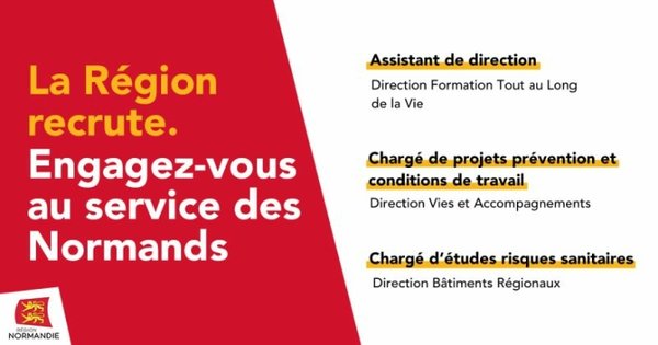 📢 Les offres de la semaine : la Région recrute !