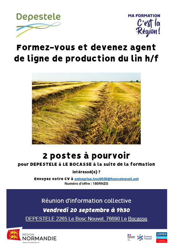 Le Bocasse : Formez-vous et devenez agent de ligne de production du lin h/f