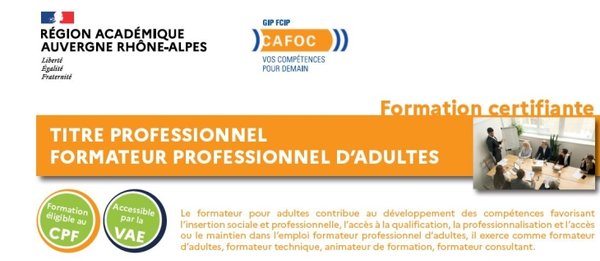Titre professionnel formateur d'adultes