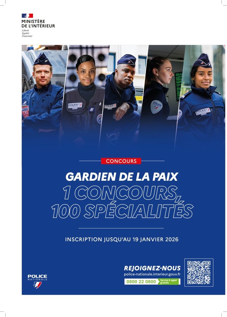 Derniers jours pour vous inscrire aux concours de gardien de la paix – 1ère session 2026