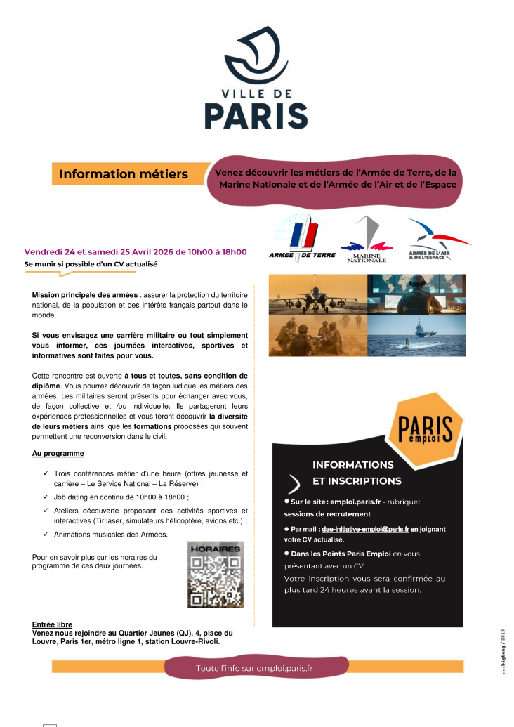 Venez découvrir les métiers de l’Armée de Terre, de la Marine Nationale...