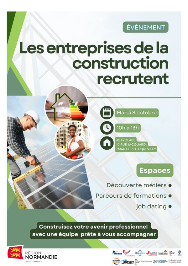 Le Petit Quevilly : 🔨 Les entreprises de la construction recrutent ! 🏗️