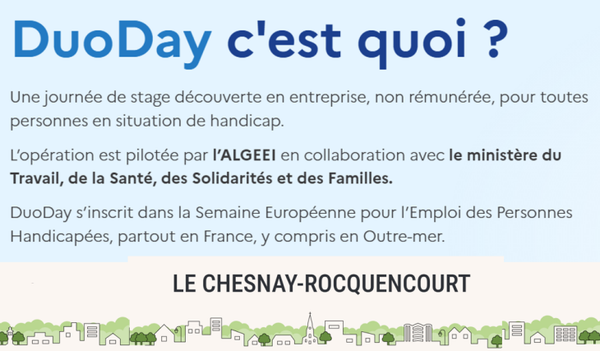 DuoDay 2026 : des stages découverte à pourvoir au Chesnay-Rocquencourt