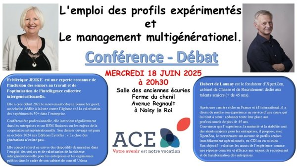 L’ACE a le plaisir de vous inviter à une Conférence-débat passionnante sur :