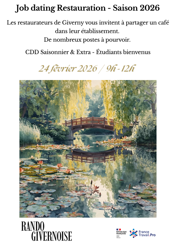 🍽️ Job Dating Restauration – Saison 2026 à Giverny