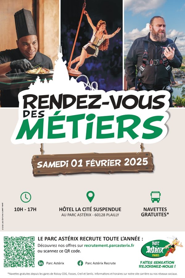Le Parc Astérix organise la 6ᵉ édition du Rendez-vous des Métiers,  le samedi 1ᵉʳ février