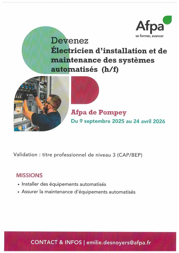 Electricien d'installation et de maintenance des systèmes automatisés