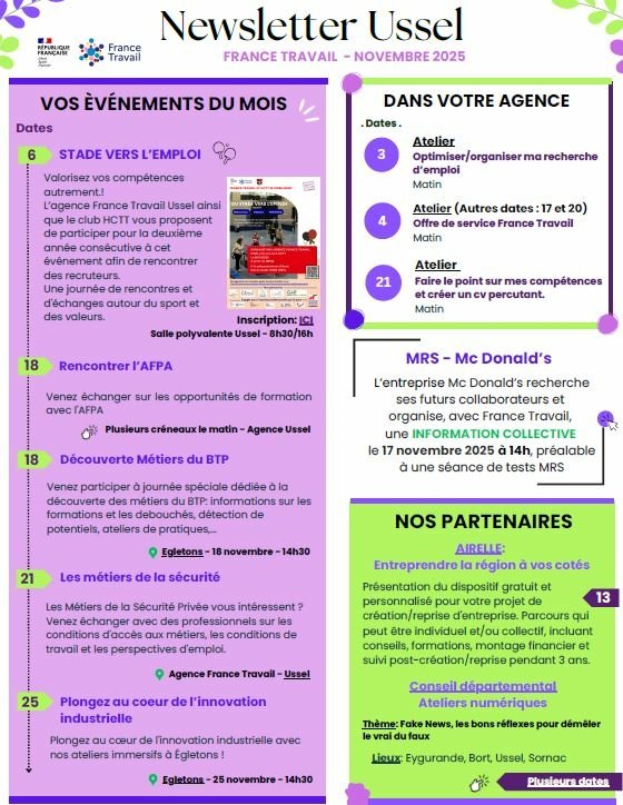NEWSLETTER FRANCE TRAVAIL USSEL