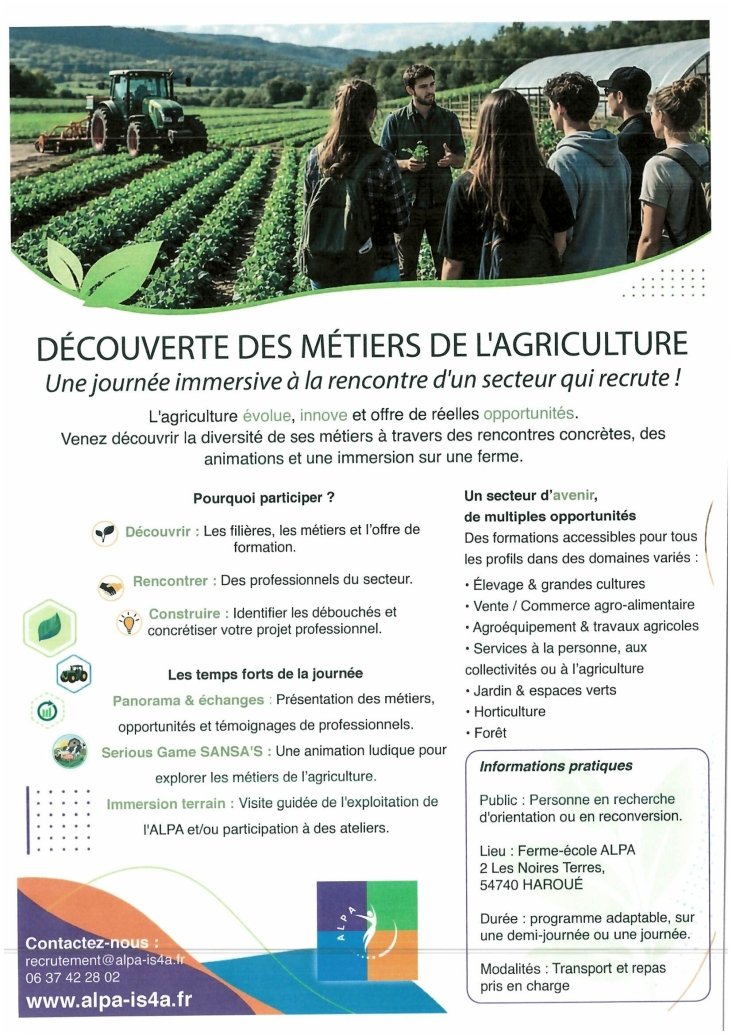 DECOUVERTE DES METIERS DE  AGRICULTURE