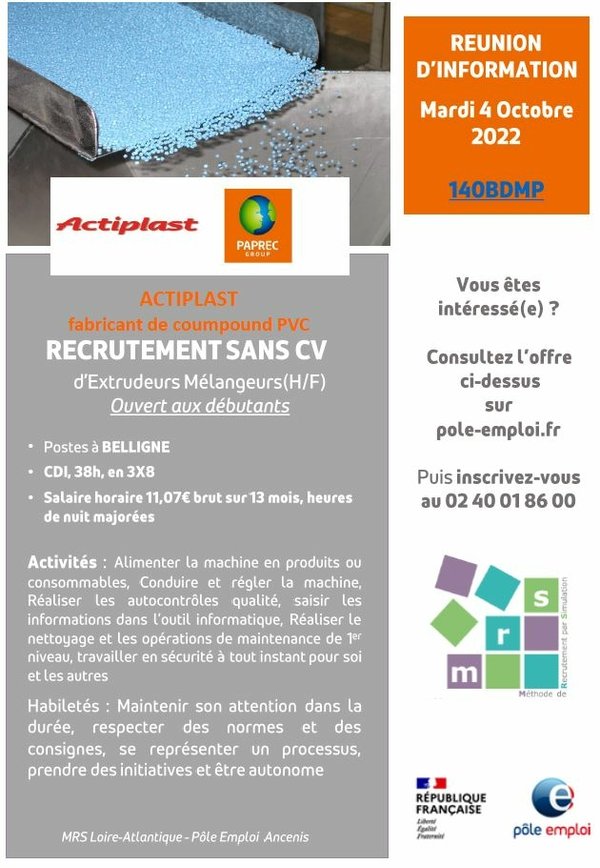 ACTIPLAST / Recrutement sans CV